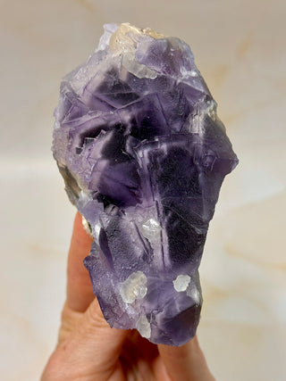 PURPLE FLUORITE CLUSTER W. CALCITE (9) Raw Crystal The Crystal Avenues 
