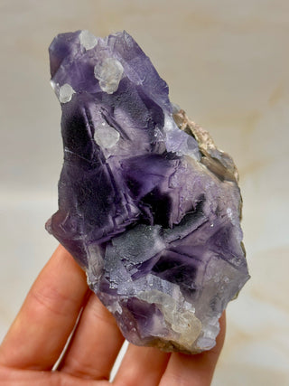 PURPLE FLUORITE CLUSTER W. CALCITE (9) Raw Crystal The Crystal Avenues 
