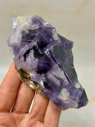 PURPLE FLUORITE CLUSTER W. CALCITE (9) Raw Crystal The Crystal Avenues 