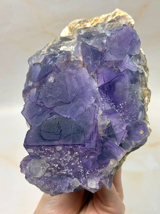 PURPLE FLUORITE CLUSTER W. CALCITE (A) Raw Crystal The Crystal Avenues 