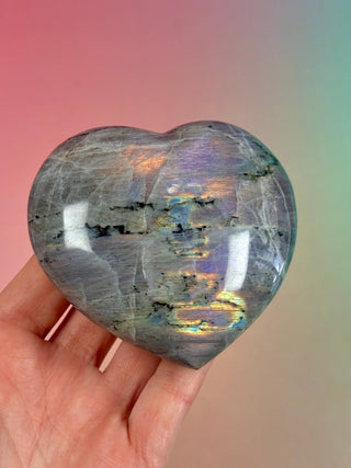PURPLE LABRADORITE HEART (1) tumble stone The Crystal Avenues 