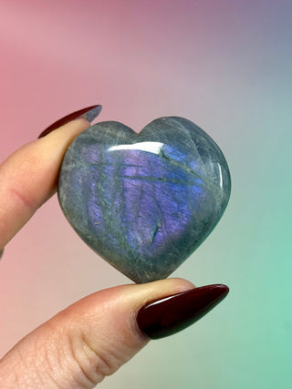 PURPLE LABRADORITE HEART (1) tumble stone The Crystal Avenues 