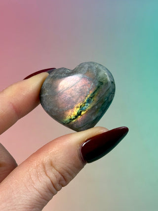 PURPLE LABRADORITE HEART (11) tumble stone The Crystal Avenues 
