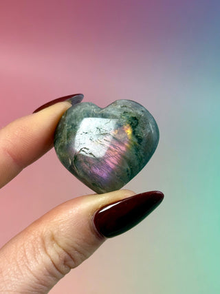 PURPLE LABRADORITE HEART (11) tumble stone The Crystal Avenues 