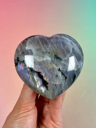 PURPLE LABRADORITE HEART (2) tumble stone The Crystal Avenues 