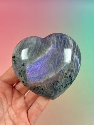 PURPLE LABRADORITE HEART (2) tumble stone The Crystal Avenues 