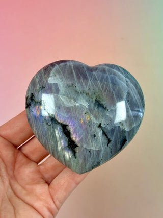PURPLE LABRADORITE HEART (2) tumble stone The Crystal Avenues 