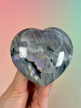 PURPLE LABRADORITE HEART (2) tumble stone The Crystal Avenues 