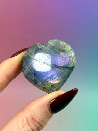 PURPLE LABRADORITE HEART (2) tumble stone The Crystal Avenues 