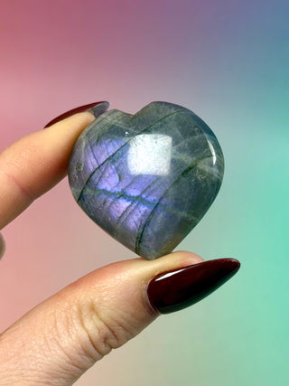 PURPLE LABRADORITE HEART (2) tumble stone The Crystal Avenues 