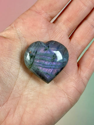 PURPLE LABRADORITE HEART (3) tumble stone The Crystal Avenues 