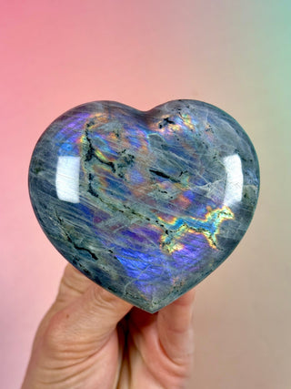 PURPLE LABRADORITE HEART (3) tumble stone The Crystal Avenues 