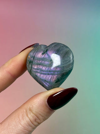 PURPLE LABRADORITE HEART (3) tumble stone The Crystal Avenues 