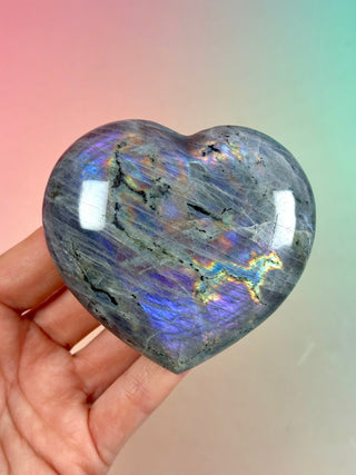 PURPLE LABRADORITE HEART (3) tumble stone The Crystal Avenues 