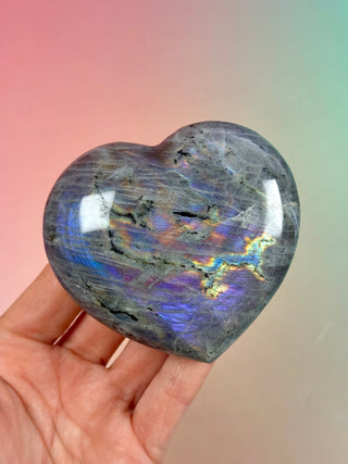 PURPLE LABRADORITE HEART (3) tumble stone The Crystal Avenues 
