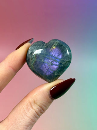 PURPLE LABRADORITE HEART (4) tumble stone The Crystal Avenues 
