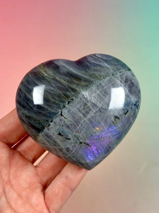 PURPLE LABRADORITE HEART (4) tumble stone The Crystal Avenues 