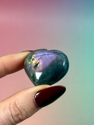 PURPLE LABRADORITE HEART (4) tumble stone The Crystal Avenues 