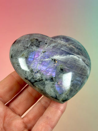 PURPLE LABRADORITE HEART (5) tumble stone The Crystal Avenues 