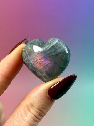 PURPLE LABRADORITE HEART (9) tumble stone The Crystal Avenues 