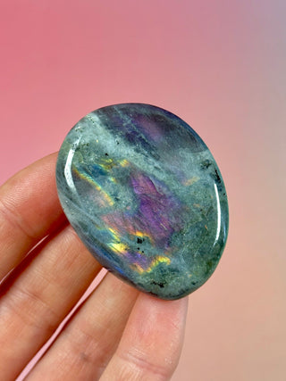 PURPLE LABRADORITE PALM STONE (12) tumble stone The Crystal Avenues 