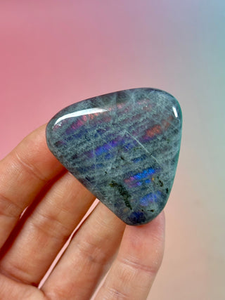 PURPLE LABRADORITE PALM STONE (13) tumble stone The Crystal Avenues 