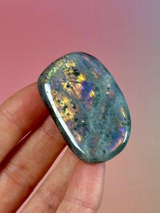PURPLE LABRADORITE PALM STONE (19) tumble stone The Crystal Avenues 