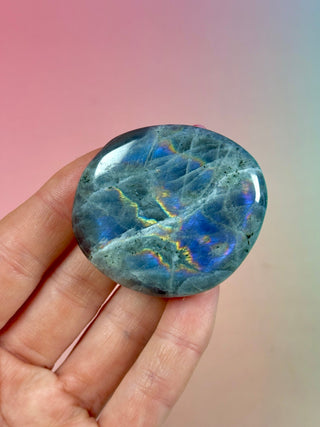 PURPLE LABRADORITE PALM STONE (3) tumble stone The Crystal Avenues 