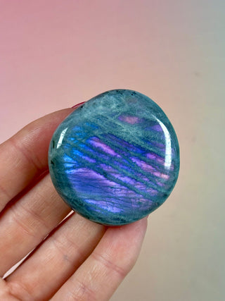 PURPLE LABRADORITE PALM STONE (5) tumble stone The Crystal Avenues 
