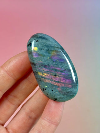 PURPLE LABRADORITE PALM STONE (8) tumble stone The Crystal Avenues 