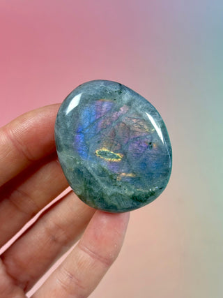 PURPLE LABRADORITE PALM STONE (9) tumble stone The Crystal Avenues 
