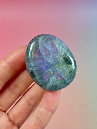 PURPLE LABRADORITE PALM STONE (9) tumble stone The Crystal Avenues 