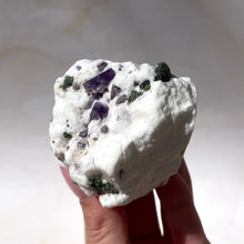 Load image into Gallery viewer, PURPLE SCAPOLITE W. DIOPSIDE ON CALCITE (15) The Crystal Avenues 
