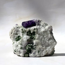 Load image into Gallery viewer, PURPLE SCAPOLITE W. DIOPSIDE ON CALCITE (17) The Crystal Avenues 
