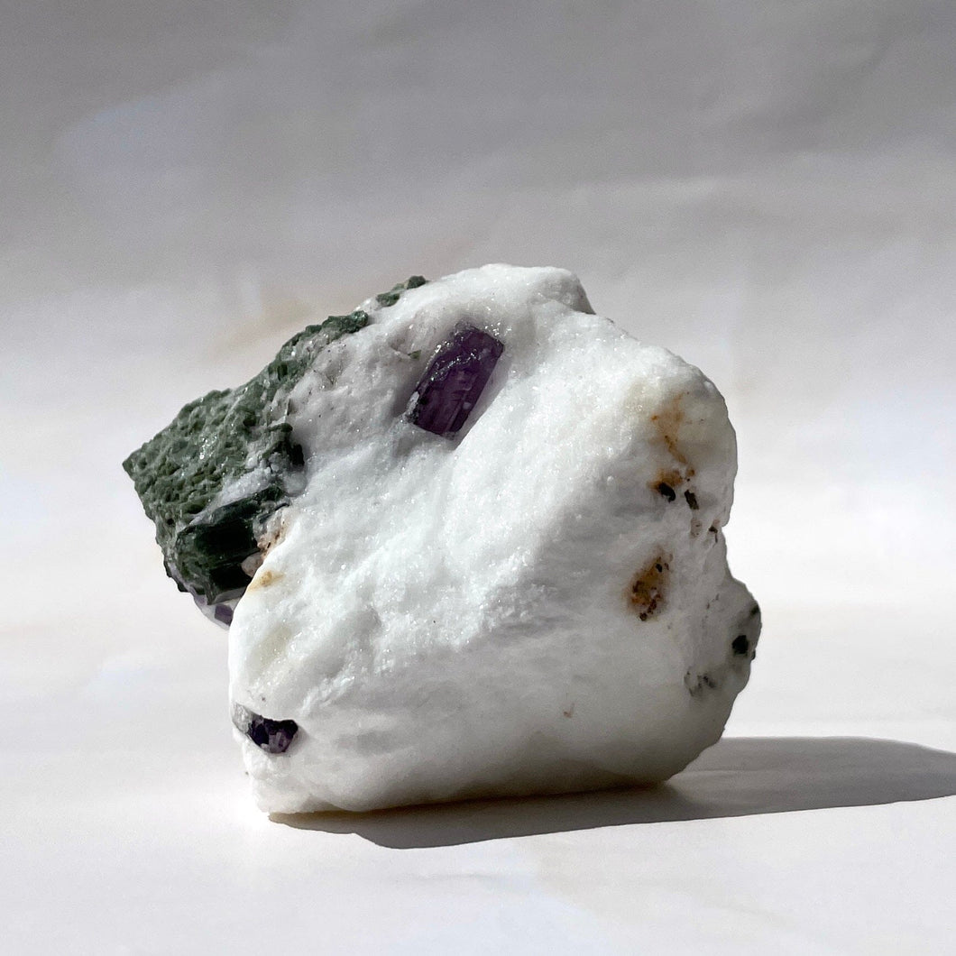 PURPLE SCAPOLITE W. DIOPSIDE ON CALCITE (3) The Crystal Avenues 