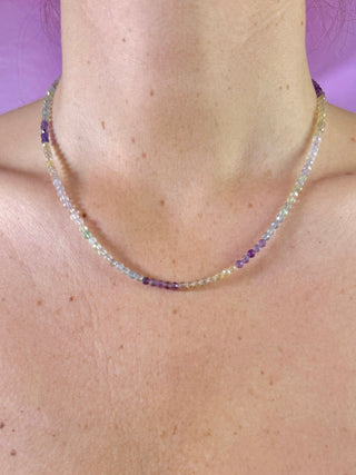 RAINBOW FLUORITE FACET CHOKER NECKLACE - EXCLUSIVE Necklace The Crystal Avenues 