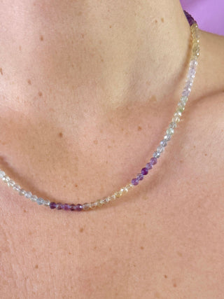 RAINBOW FLUORITE FACET CHOKER NECKLACE - EXCLUSIVE Necklace The Crystal Avenues 