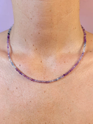 RAINBOW FLUORITE FACET CHOKER NECKLACE Necklace The Crystal Avenues 