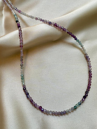 RAINBOW FLUORITE FACET CHOKER NECKLACE Necklace The Crystal Avenues 