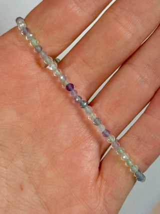 RAINBOW FLUORITE FACET STRETCH BRACELET Bracelet The Crystal Avenues 