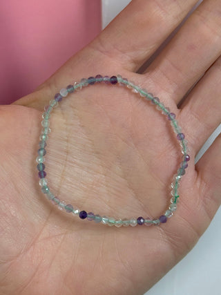 RAINBOW FLUORITE FACET STRETCH BRACELET Bracelet The Crystal Avenues 