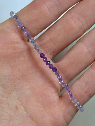 RAINBOW FLUORITE (PURPLE) FACET STRETCH BRACELET Bracelet The Crystal Avenues 