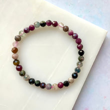 Load image into Gallery viewer, RAINBOW TOURMALINE FACET STRETCH BRACELET - EXCLUSIVE Bracelet The Crystal Avenues 

