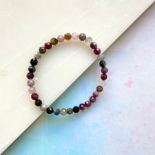 Load image into Gallery viewer, RAINBOW TOURMALINE FACET STRETCH BRACELET - EXCLUSIVE Bracelet The Crystal Avenues 
