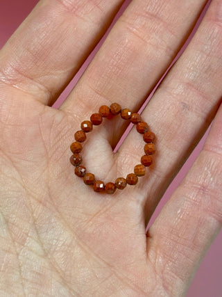 RED JASPER - CRYSTAL STRETCH RING WITH FACETED BEADS Bracelet The Crystal Avenues 