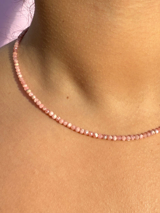 RHODOCHROSITE FACET CHOKER NECKLACE Necklace The Crystal Avenues 