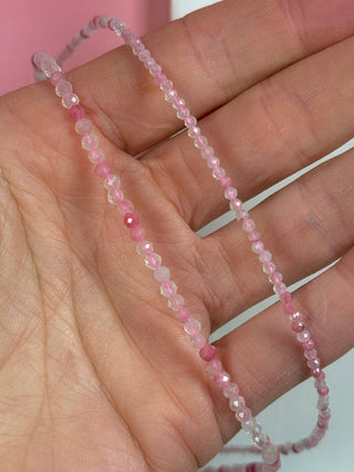 RHODONITE + ROSE QUARTZ FACET CHOKER NECKLACE Necklace The Crystal Avenues 