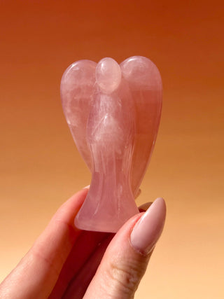 ROSE QUARTZ ANGEL (7.5 CM) - HANDCARVED Angel The Crystal Avenues 