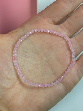 ROSE QUARTZ FACET STRETCH BRACELET Bracelet The Crystal Avenues 