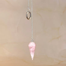 Load image into Gallery viewer, ROSE QUARTZ PENDULUM - LONG Raw Crystal The Crystal Avenues 
